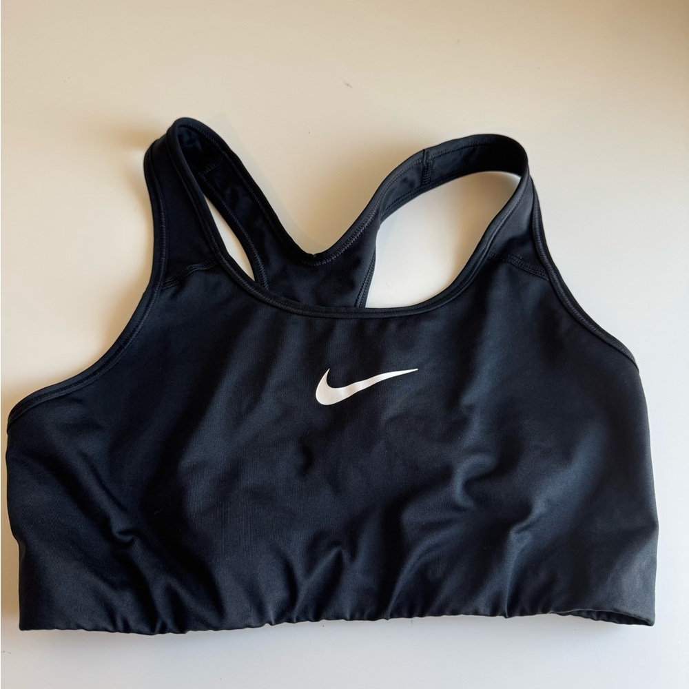 Nike Women's Black Sports Bra with White Logo